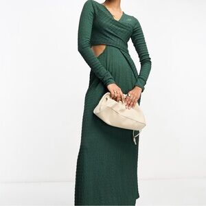 Elegant Green Long Sleeve Dress